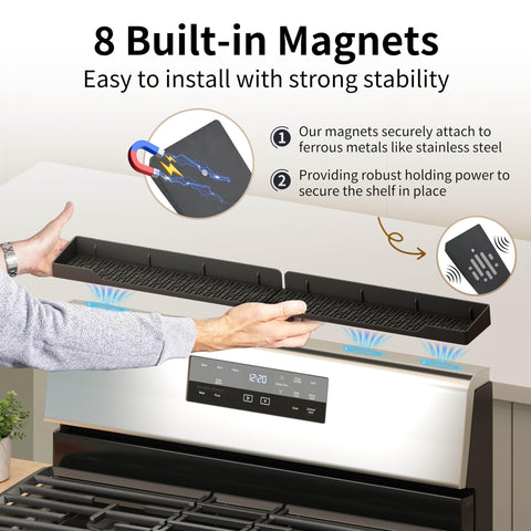 Xaogogo back-of-stove storage for spices and utensils, maximizing cabinet-free space.