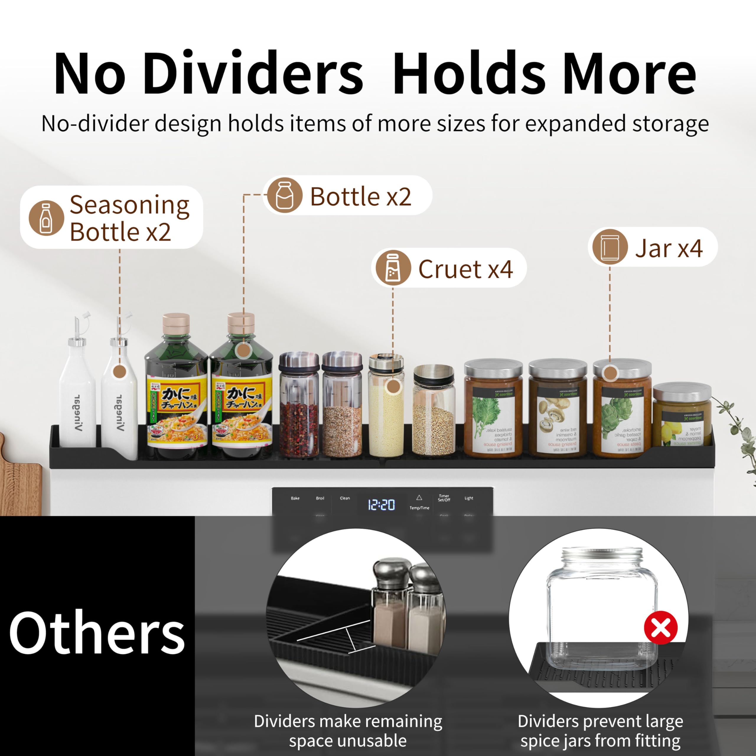 Xaogogo dishwasher-safe stove shelf simplifies cleaning after meal prep.