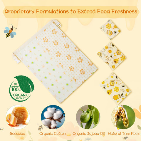 XAQMHSW reusable beeswax wraps protecting produce and reducing waste