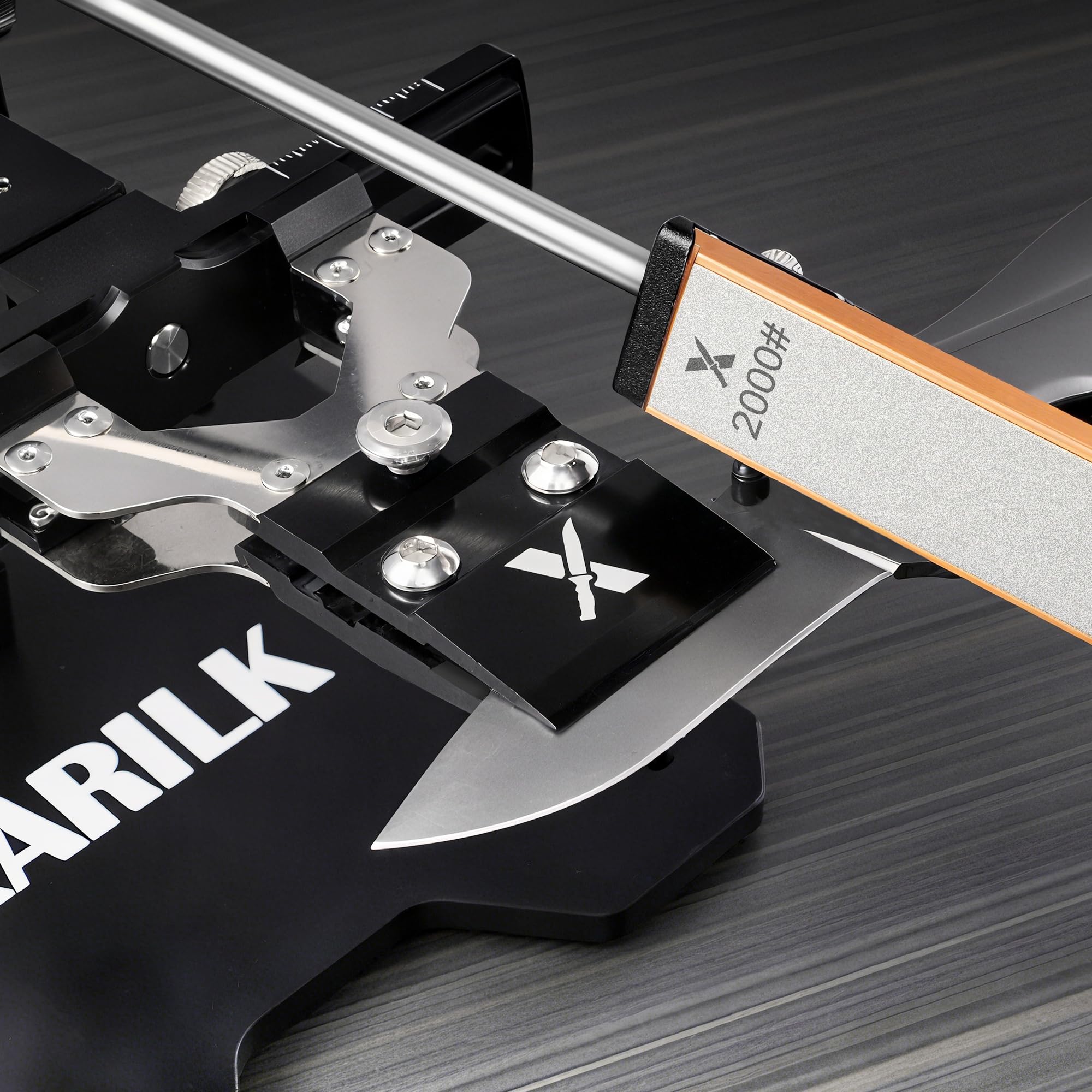 XARILK Center Y Clamp Gen3 system assembly shows quick setup for field sharpening