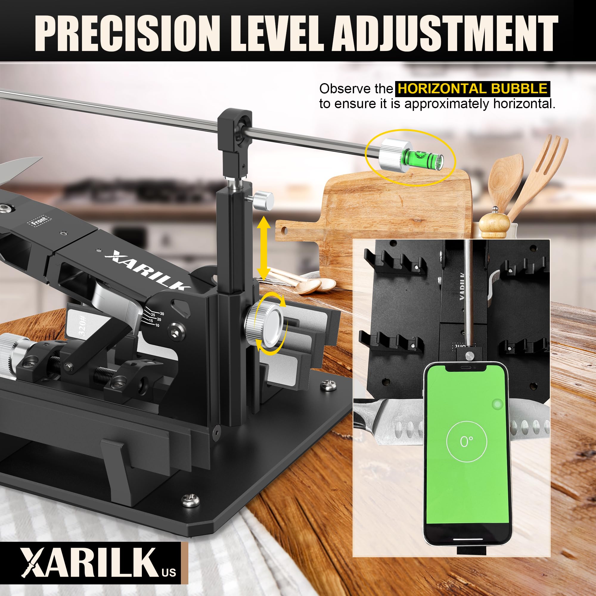 XARILK Gen2 800# diamond stone refines edges for sharper cuts.