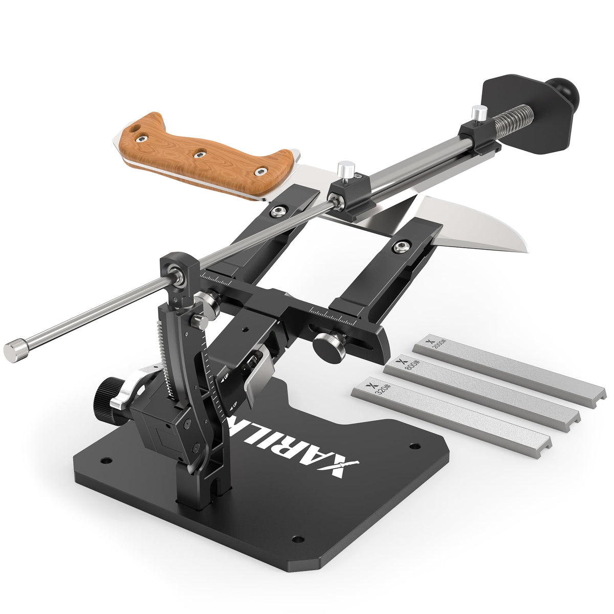 XARILK GEN3 system overview showing a sleek aluminium body for durable knife sharpening