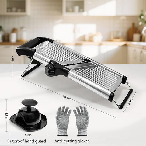 XAYCDEHN Mandoline Slicer adjustable blades enable uniform thickness control.