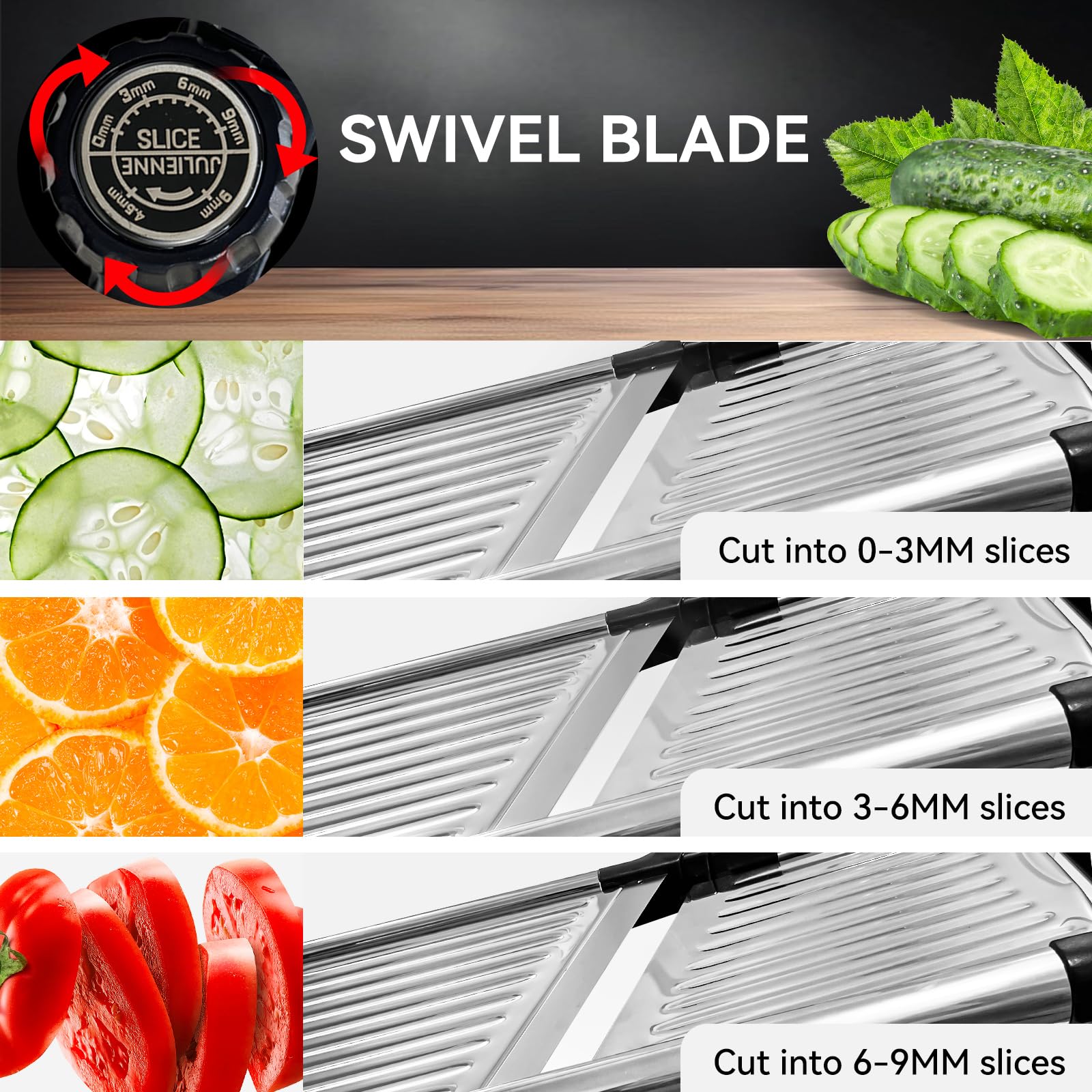 XAYCDEHN Mandoline Slicer with holder and gloves for safer slicing.