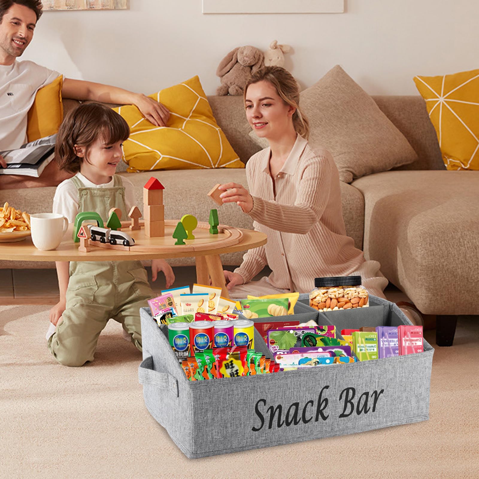 Xbopetda Snack Organizer offers six compartments for snacks, drinks, and small items.