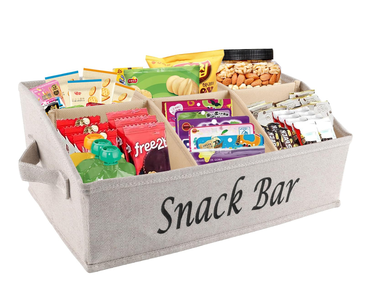 Xbopetda snack organizer with six compartments for easy pantry access