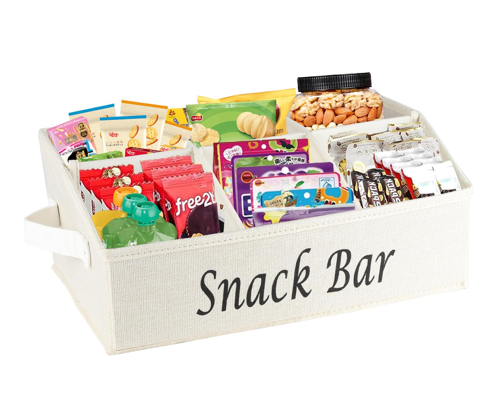 Xbopetda snack organizer on countertop with 6 compartments for quick snacks