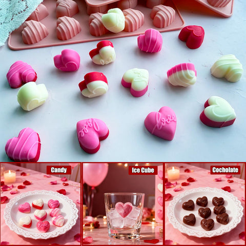XBYzuzi food-grade silicone heart molds safe for edible treats and freezing.