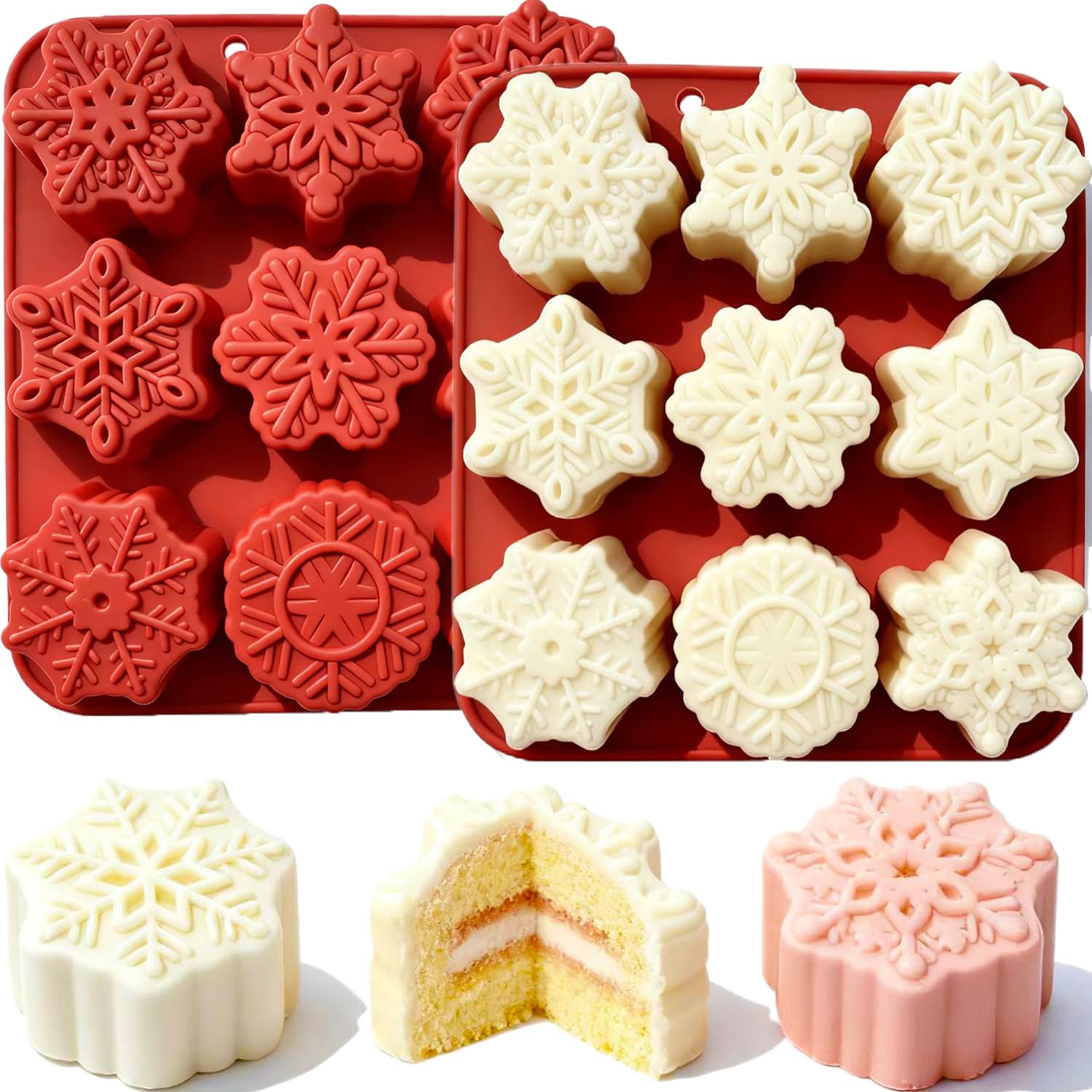 XBYzuzi snowflake silicone mold nine-pattern set for festive chocolates and gifts