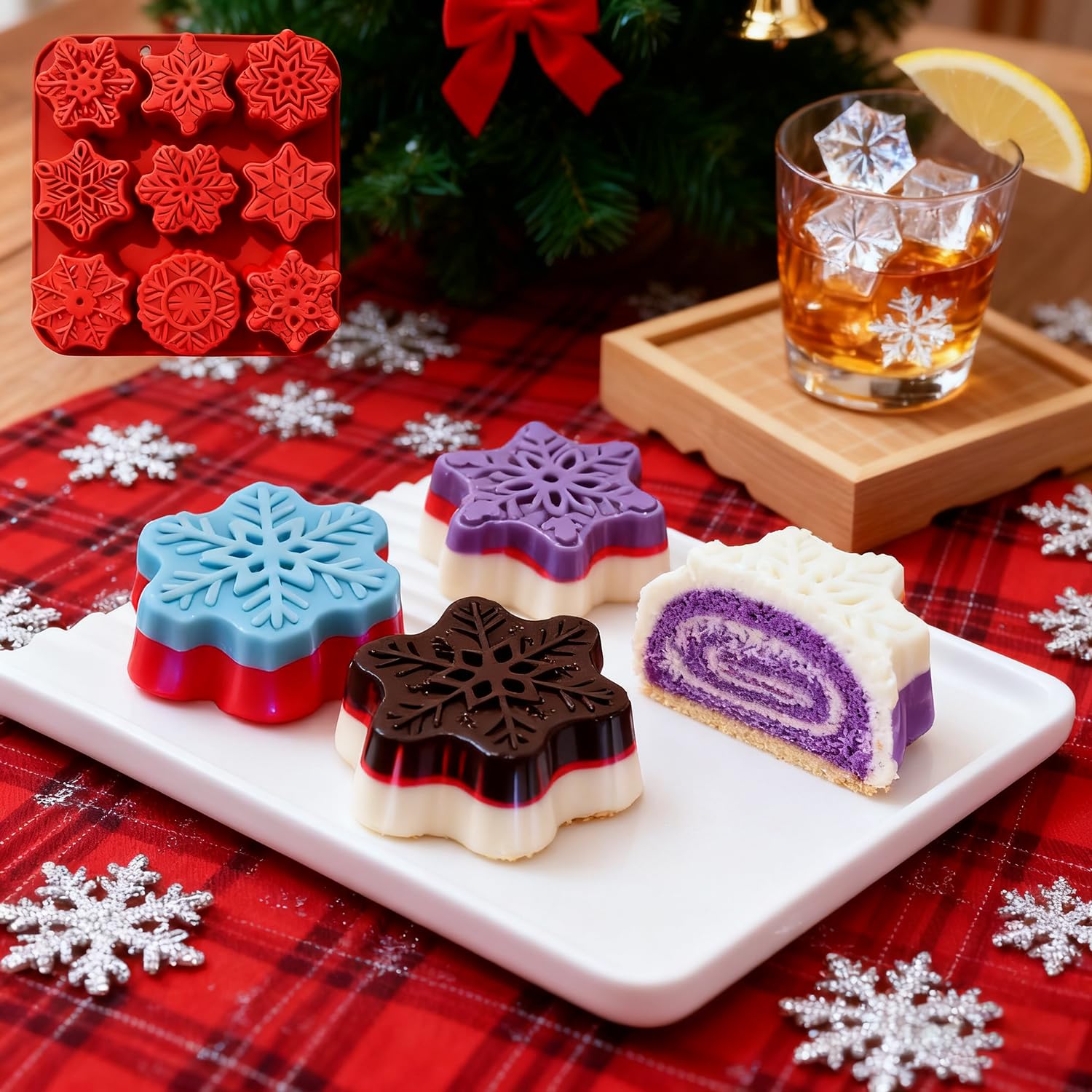 XBYzuzi 3D snowflake molds create detailed textures for desserts and candles