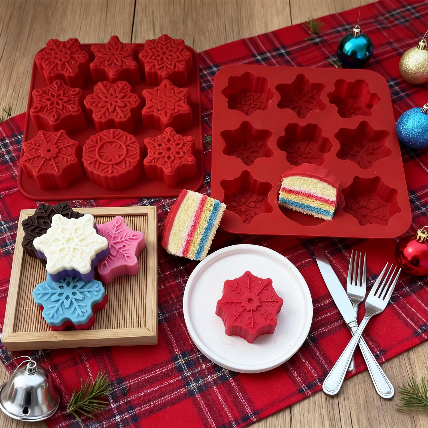 XBYzuzi red snowflake molds brighten holiday displays and centerpieces