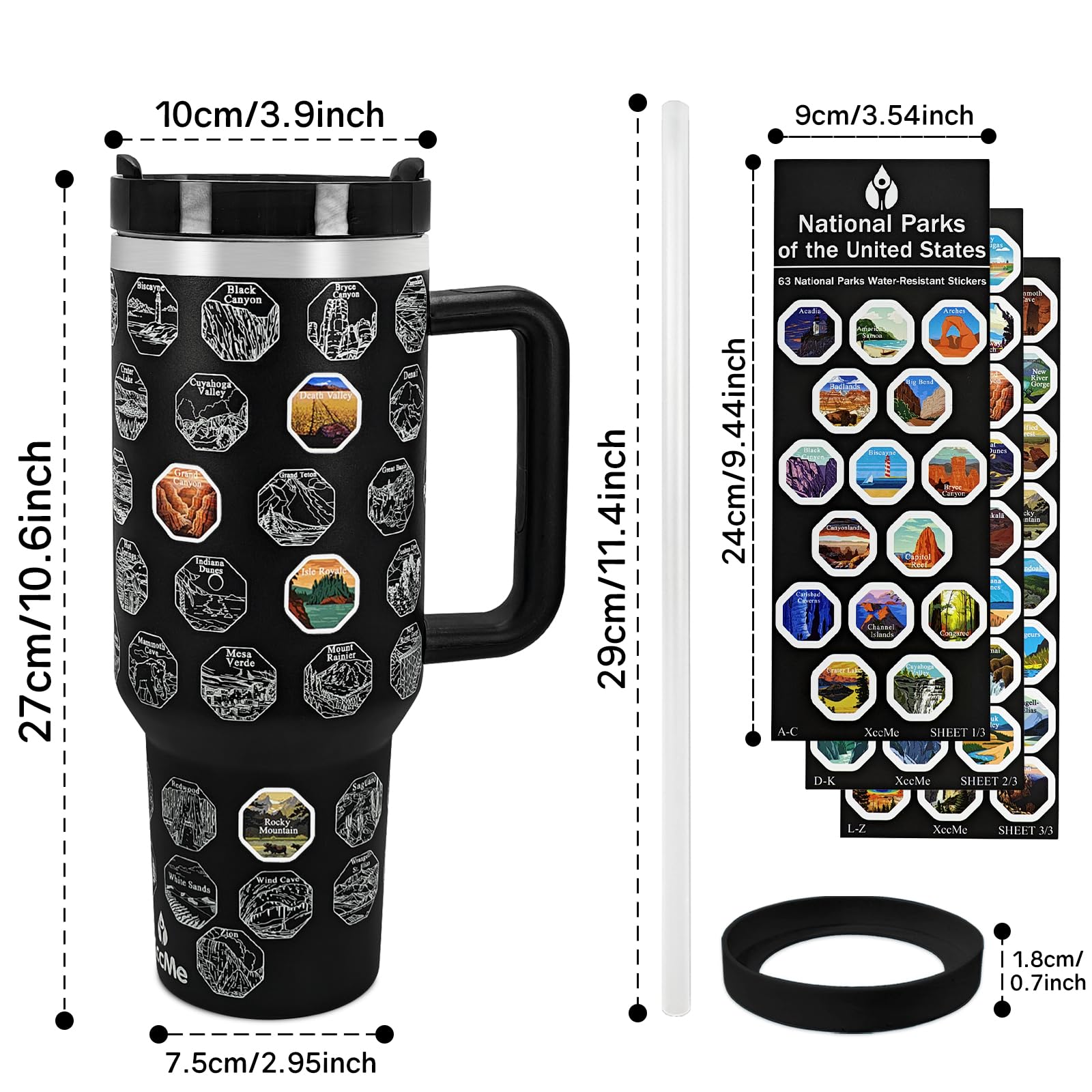 XccMe 40oz double-wall insulated tumbler maintains hot or cold beverages