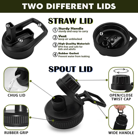 XccMe camouflage bottle with dual lids for versatile use.