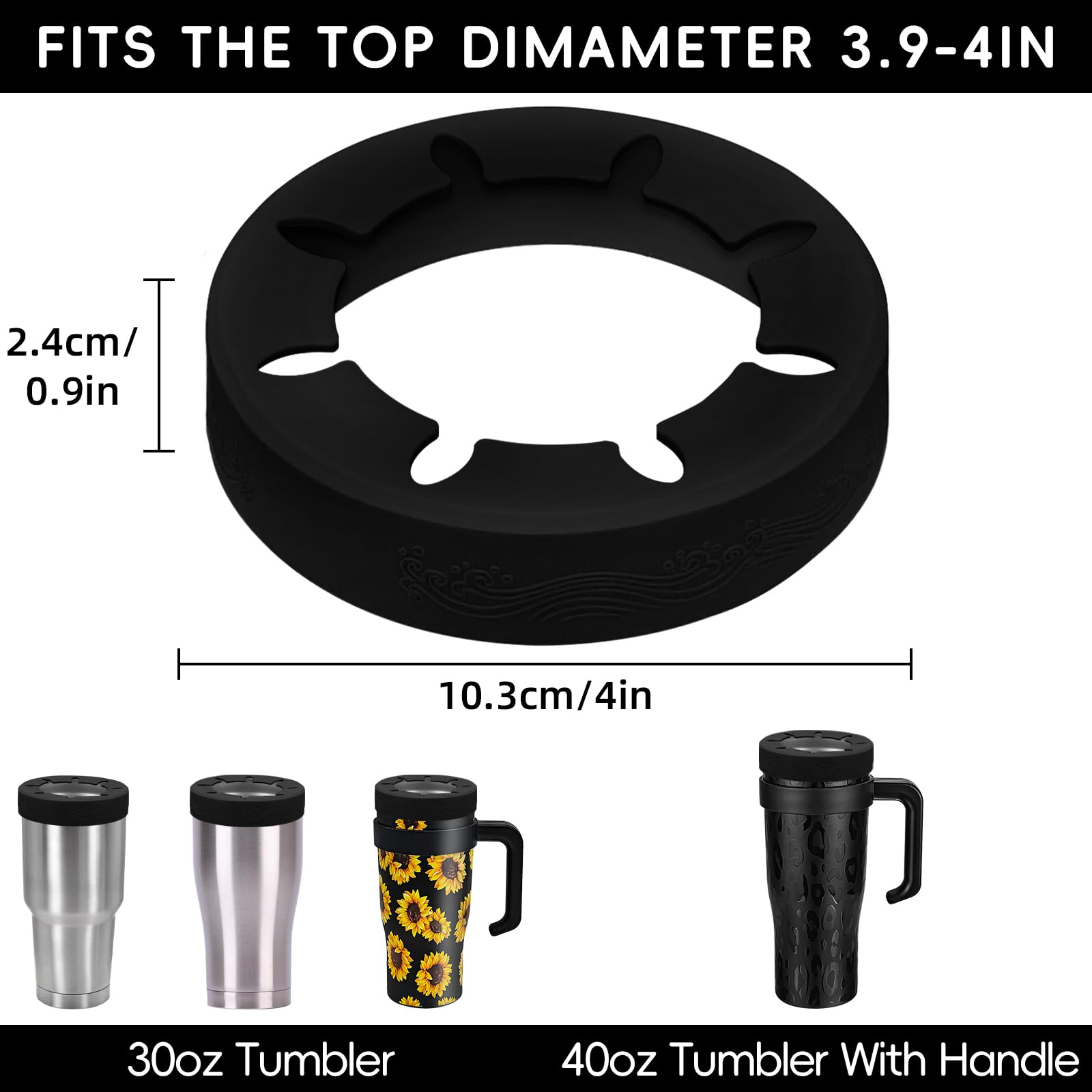 XccMe silicone ring fits 3.9–4 inch mouth on a 30oz tumbler