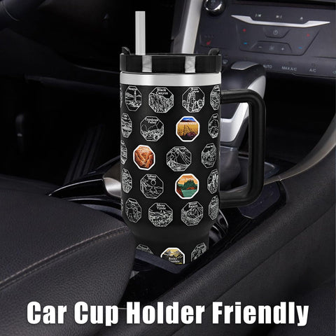 XccMe stainless steel travel mug with convenient handle