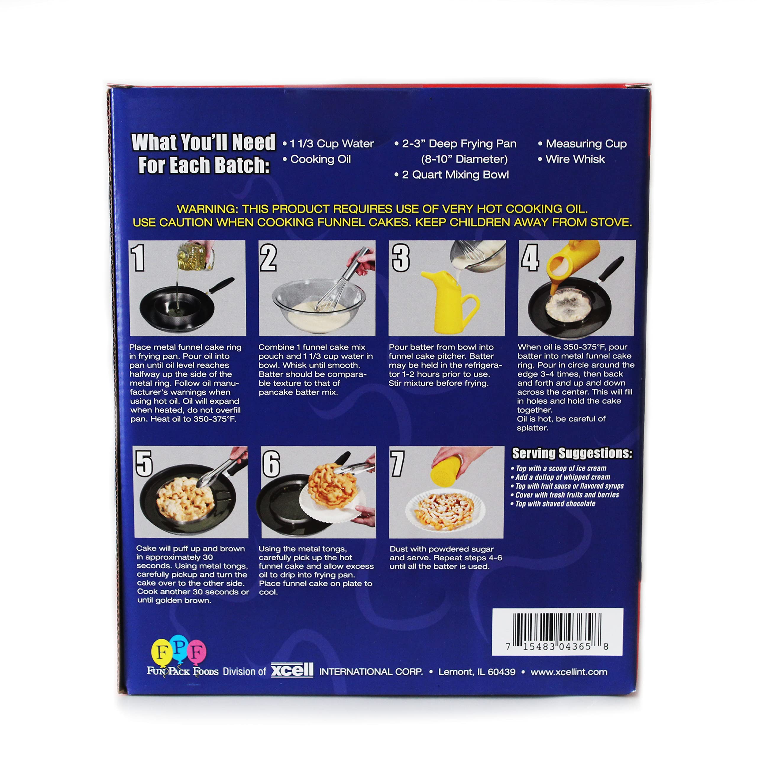 Xcell International two original mixes for repeating batches of crispy, tasty funnel cakes.