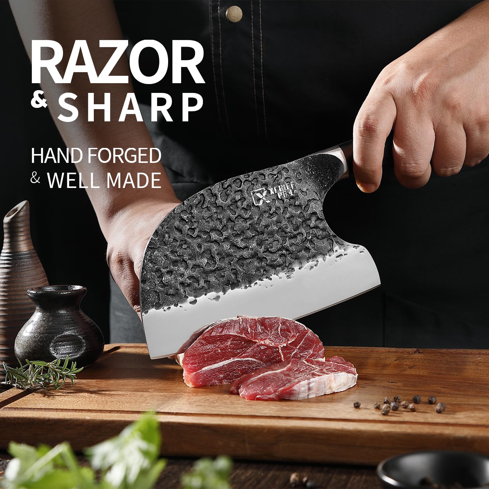 XCHIEF PRO 7-inch Nakiri knife perfect for crisp veggie prep.