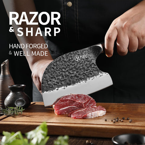 XCHIEF PRO 7-inch Nakiri knife perfect for crisp veggie prep.