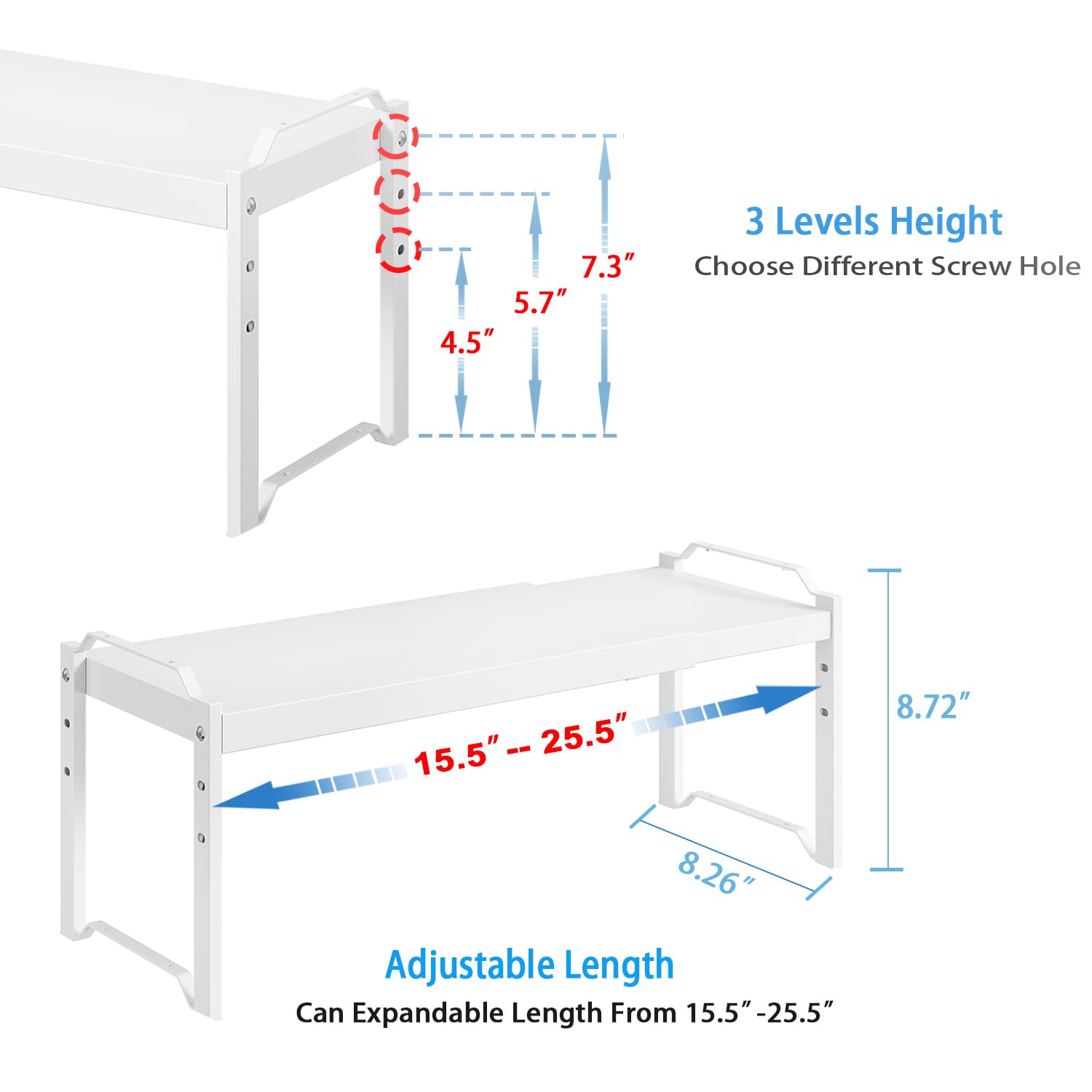 X-cosrack stackable design shelves saving vertical space behind cabinet doors.