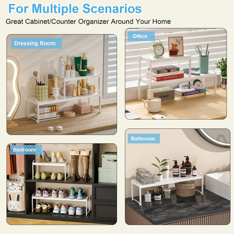 X-cosrack 3-pack shown stacked for space-saving pantry or cabinet storage.