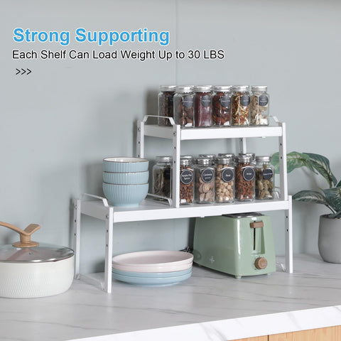 X-cosrack countertop kitchen shelf keeps spices within easy reach.
