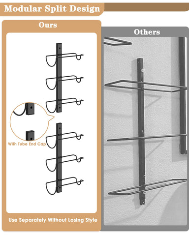 X-cosrack detachable racks on wall offer flexible display and easy reconfiguration.