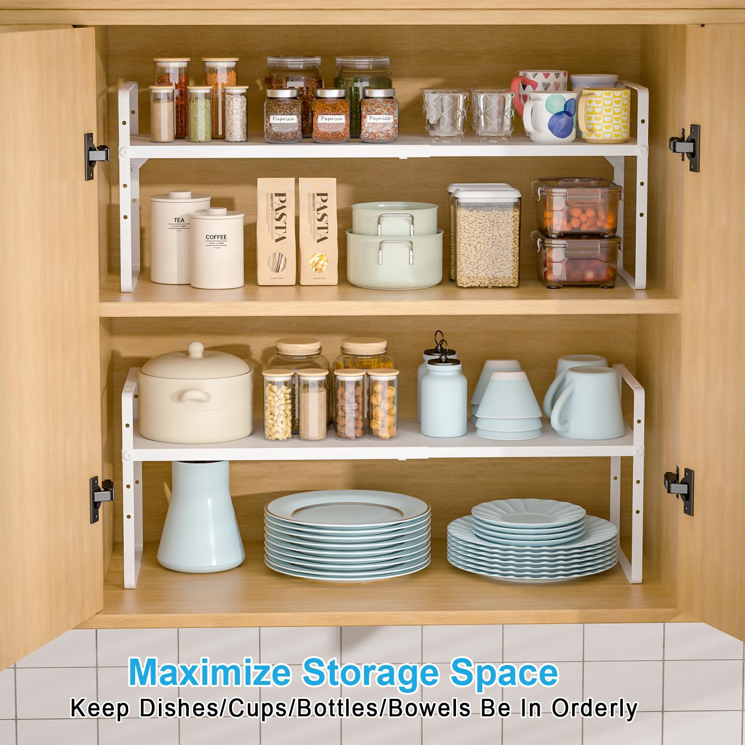 X-cosrack adjustable height fits varied cabinet interiors