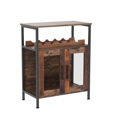 X-cosrack wine bar cabinet adjustable feet stabilize on uneven floors.