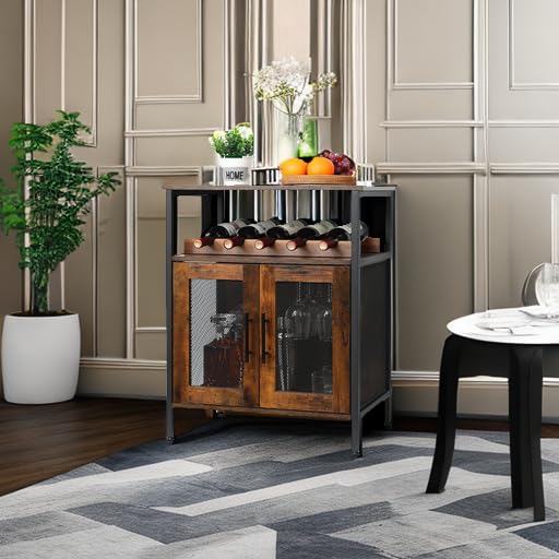 X-cosrack wine bar cabinet doubles as dining room buffet and storage.
