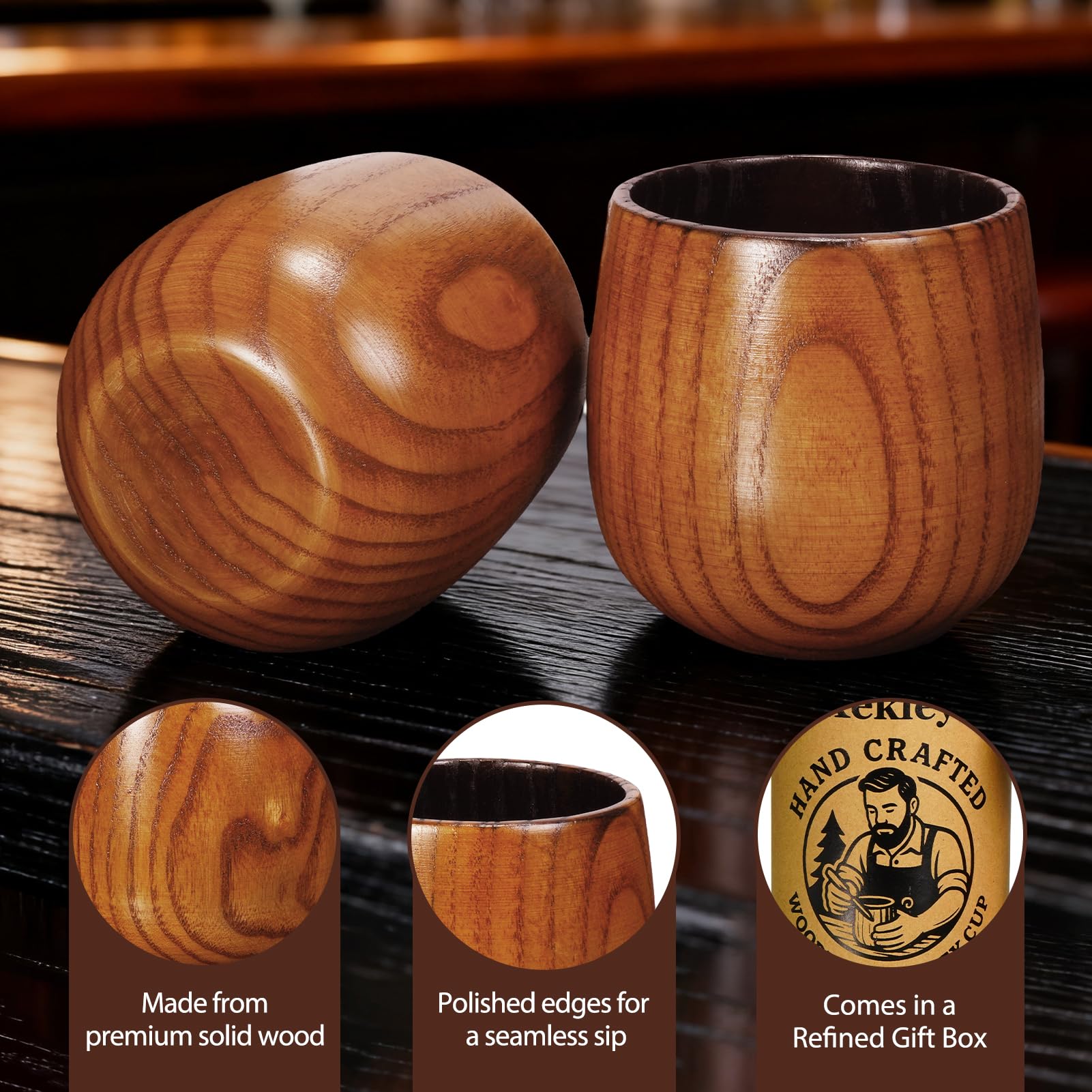 Close-up of charred interior showing rustic texture and natural wood grain