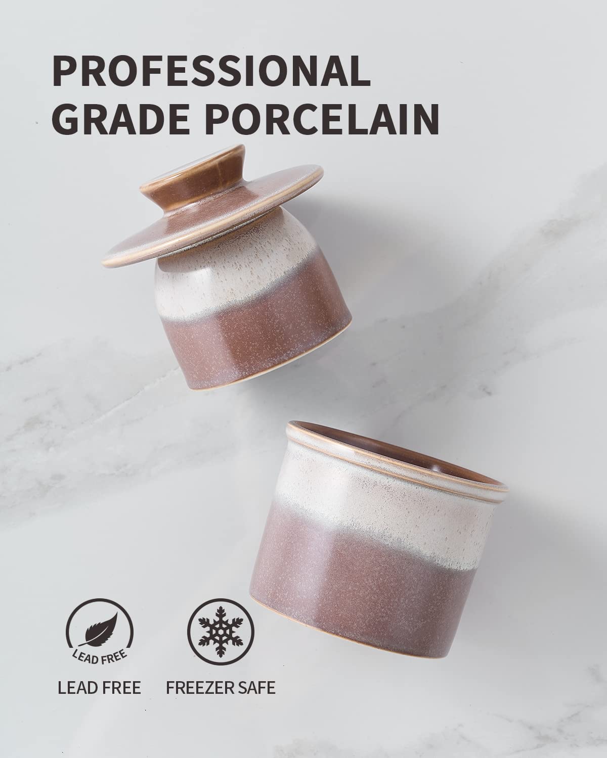 Xela Butter Crock keeps butter soft and easy to spread on the counter.