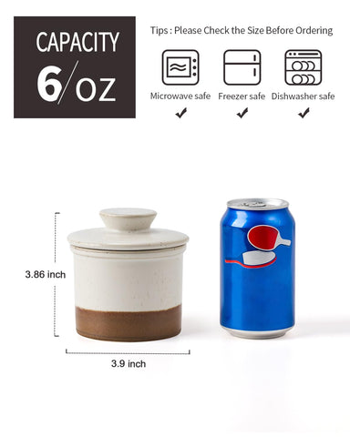 Xela butter crock demonstrates water line usage to maintain freshness and texture.