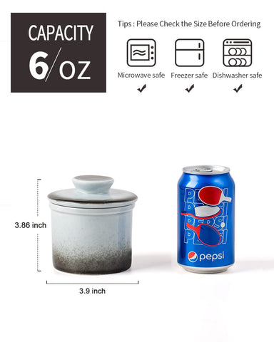 Xela butter crock water line keeps butter soft and fresh.