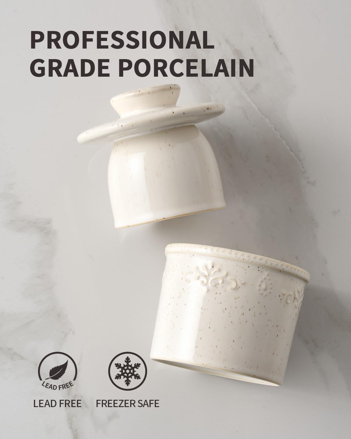 Xela butter dish on kitchen counter for quick access to soft butter