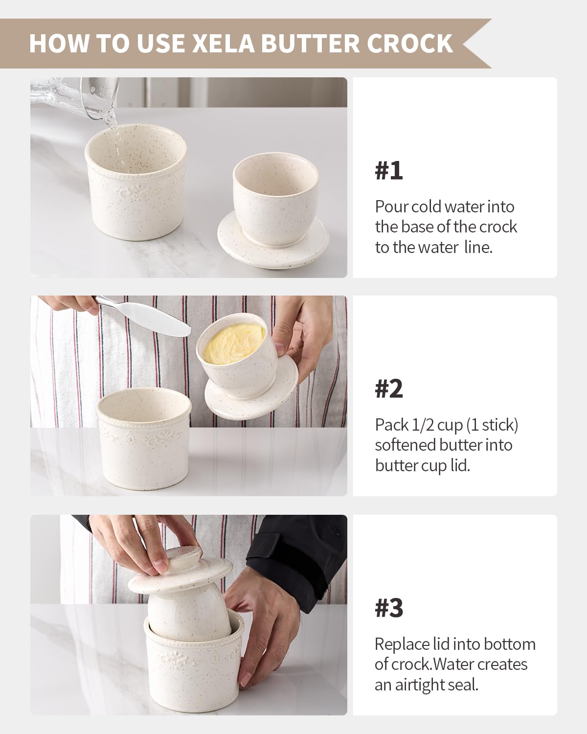 Xela butter dish is freezer-safe for longer storage