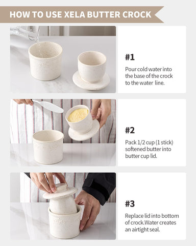 Xela butter dish is freezer-safe for longer storage