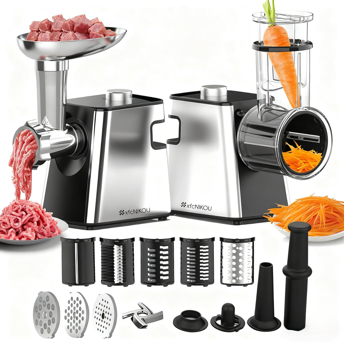 xfcnikou electric meat grinder 5-in-1 in use for quick home meal prep