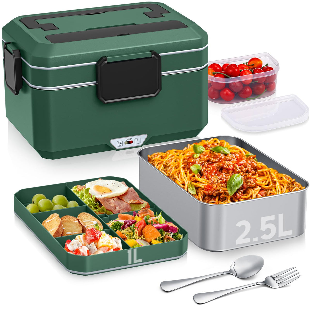 Xflyee electric lunch box with 3.5L capacity and dual containers for versatile meals.