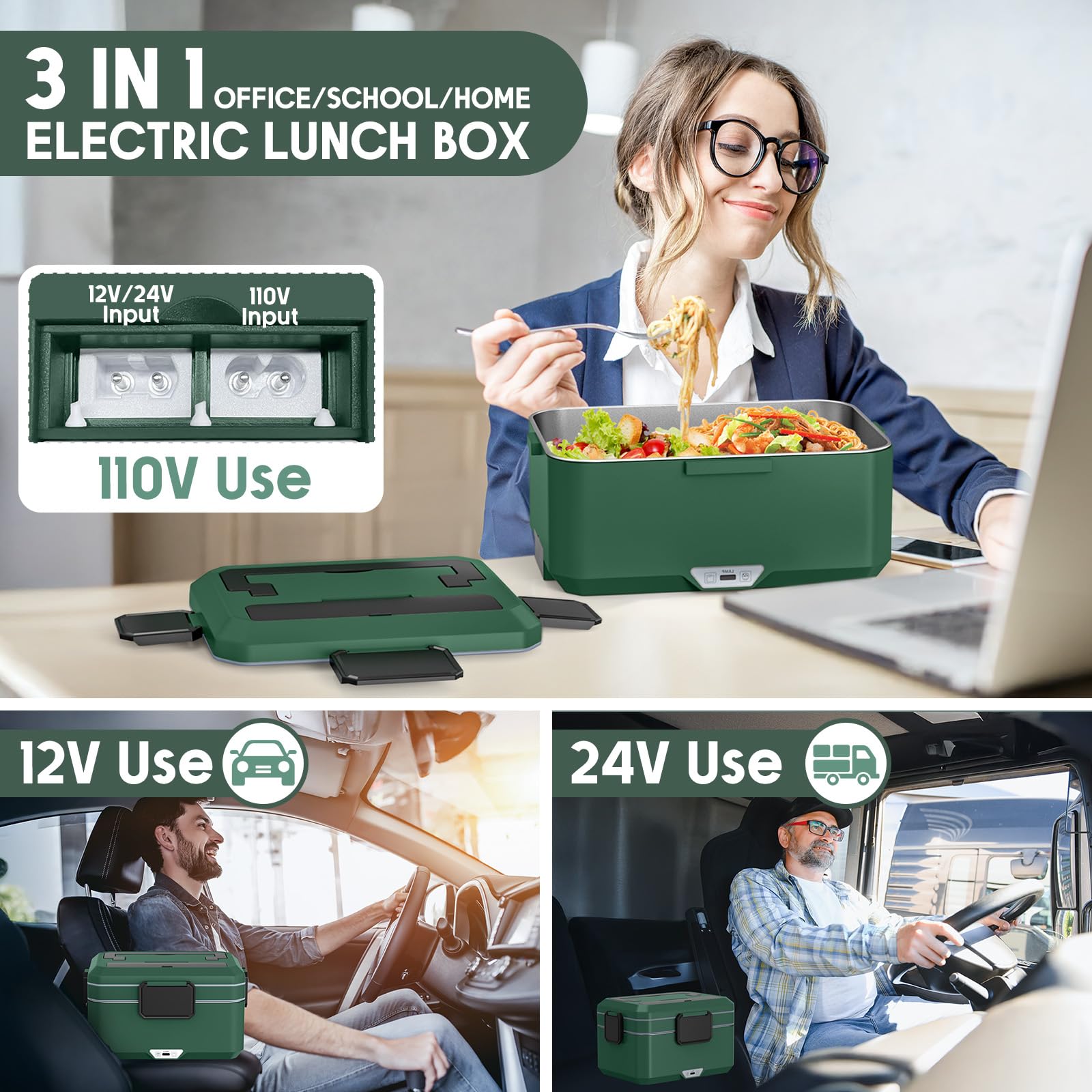 Xflyee two-tier heating design keeps foods separated for easy reheating.
