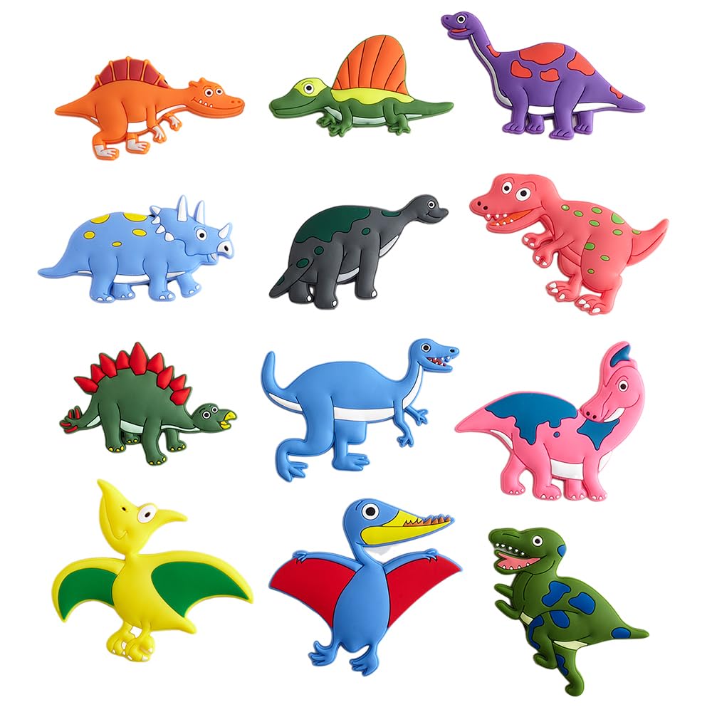 XFNRUBBER dinosaur fridge magnet with vibrant colors for kitchen decor.