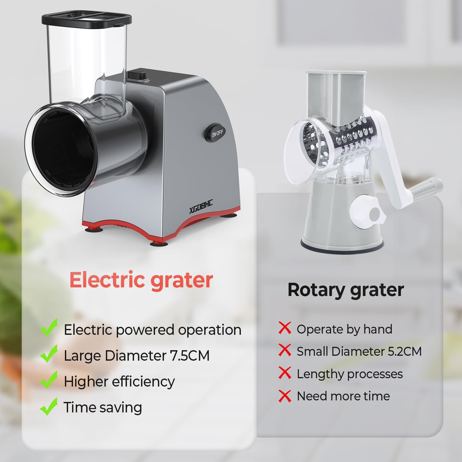 XGOBHC 2mm shredding blade creates fine cheese shreds.