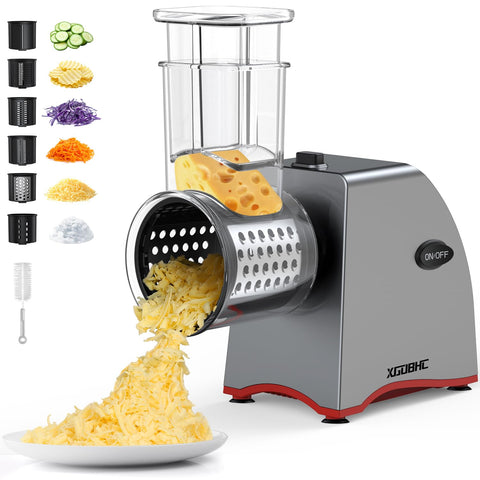 XGOBHC electric cheese grater front view highlights compact all-in-one design for quick prep.