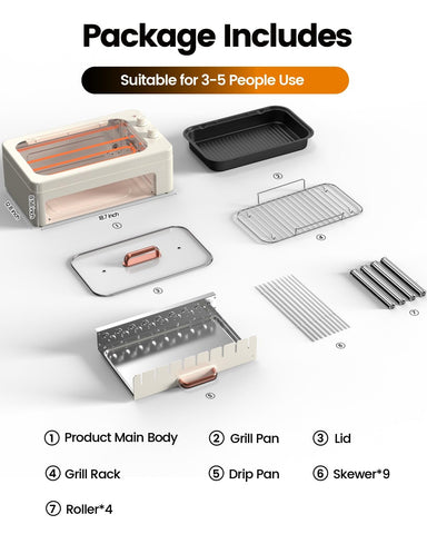 XHJ lid and basket grill combo supports full-range indoor cooking