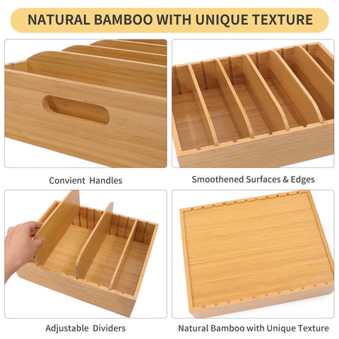 XiaoyuziTF bamboo lid holder in a drawer, easy lid access.