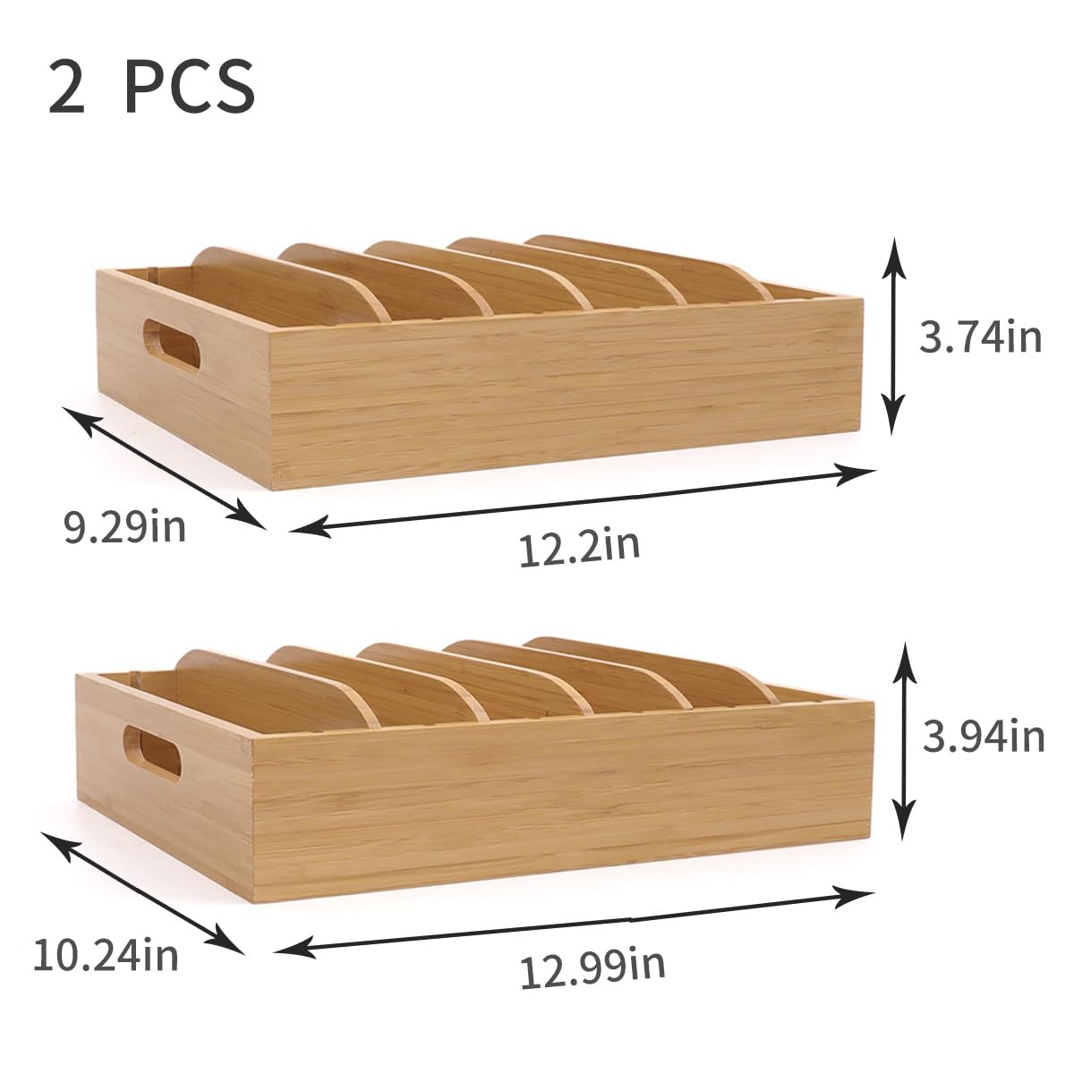 XiaoyuziTF bamboo lid holder, side view, compact storage for drawers.