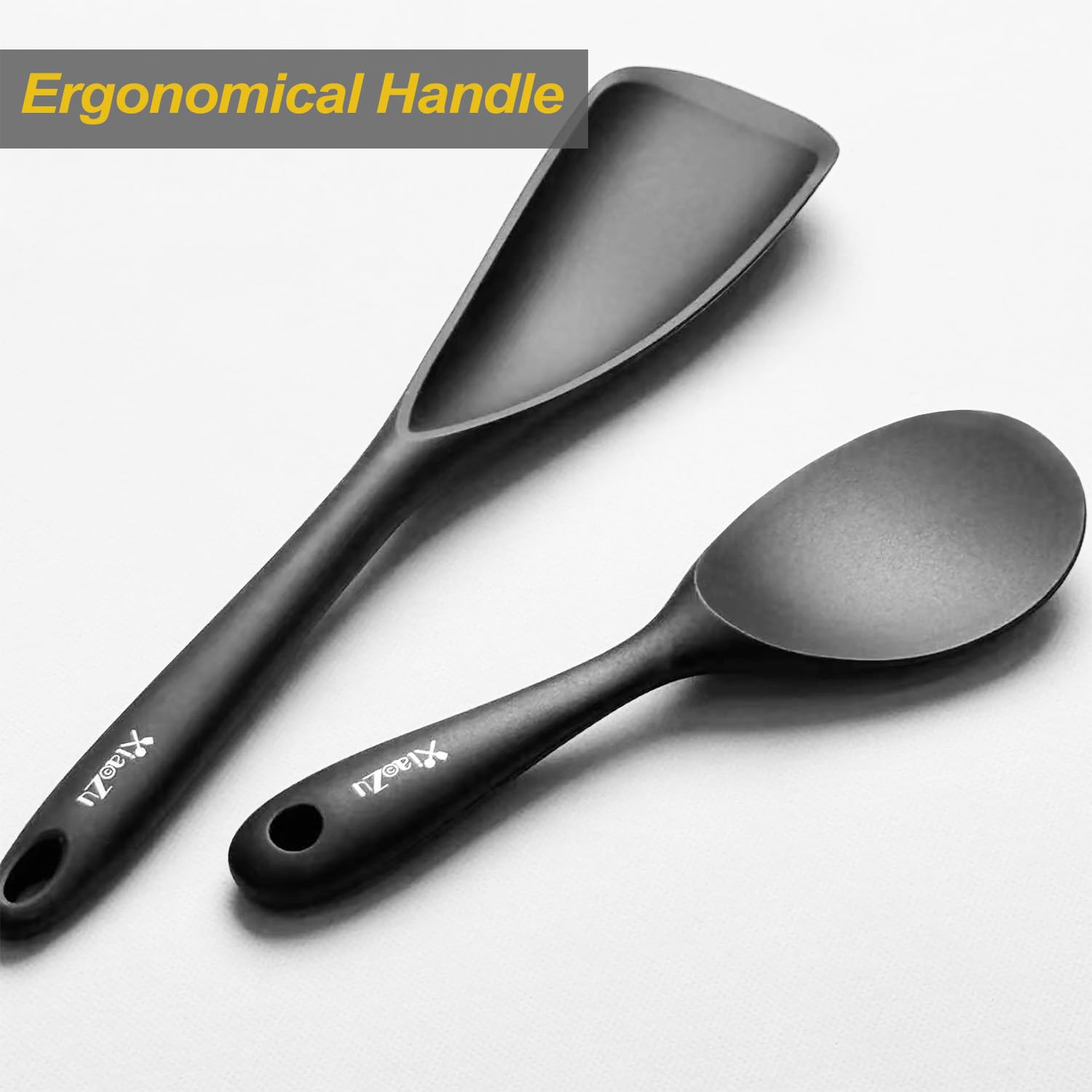 XiaoZu scratch-resistant silicone safe on nonstick surfaces.