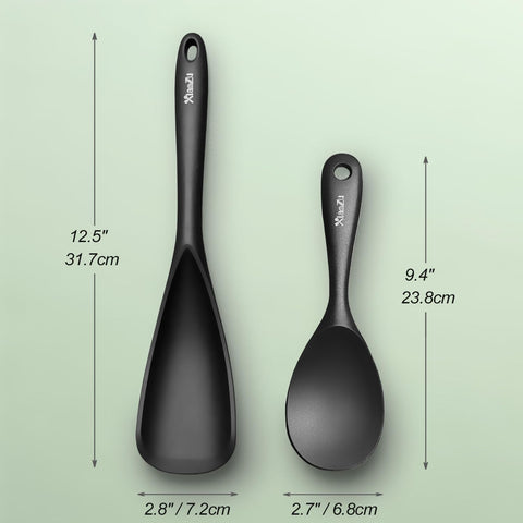 XiaoZu silicone spatula with 600°F heat resistance for nonstick cookware.