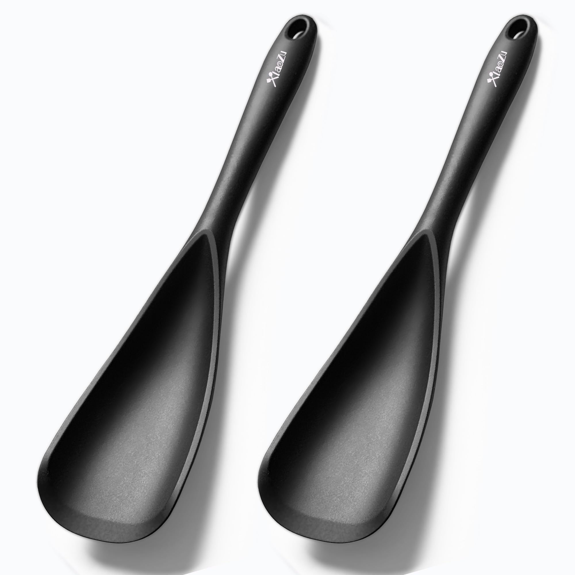 XiaoZu silicone spatula spoon 2pc in matte black for versatile cooking and serving.