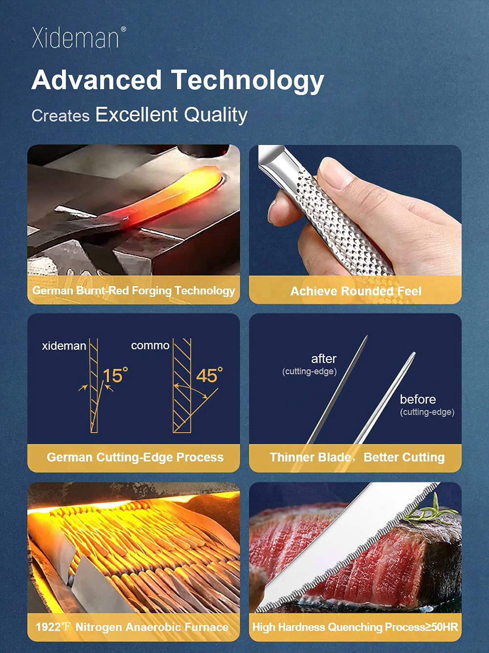 Xideman ergonomic handles provide comfortable daily dining