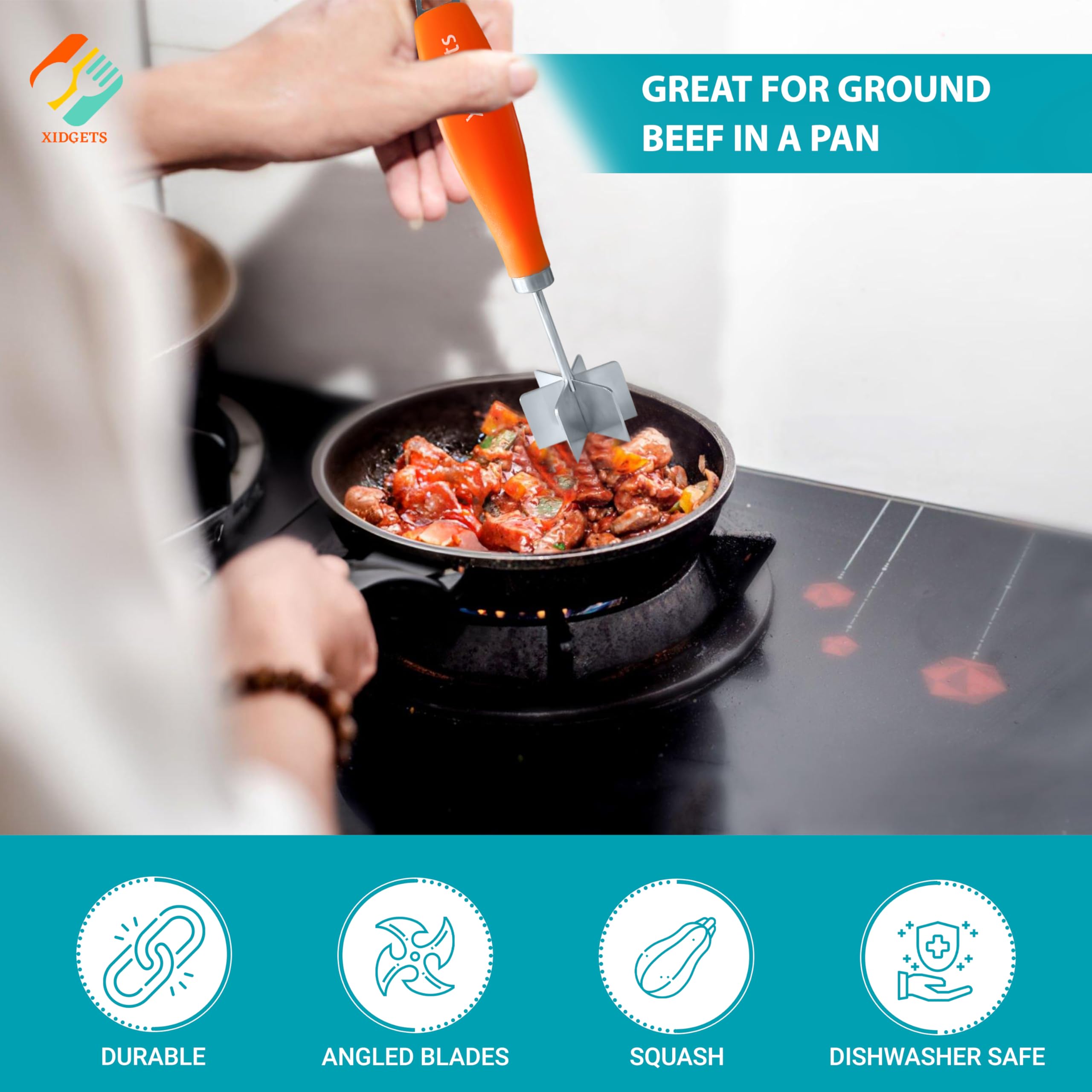 Xidgets compact, space-saving design fits neatly in your kitchen drawer.